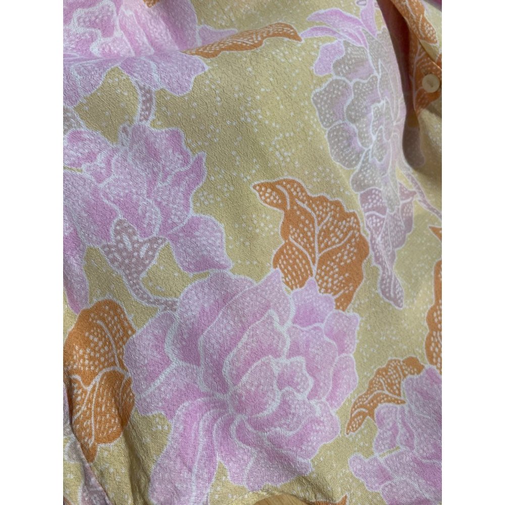 Amuse Society S Button Down Shirt‎ Blouse Viscose Pastel Pink Yellow Orange Belt - Picture 9 of 9